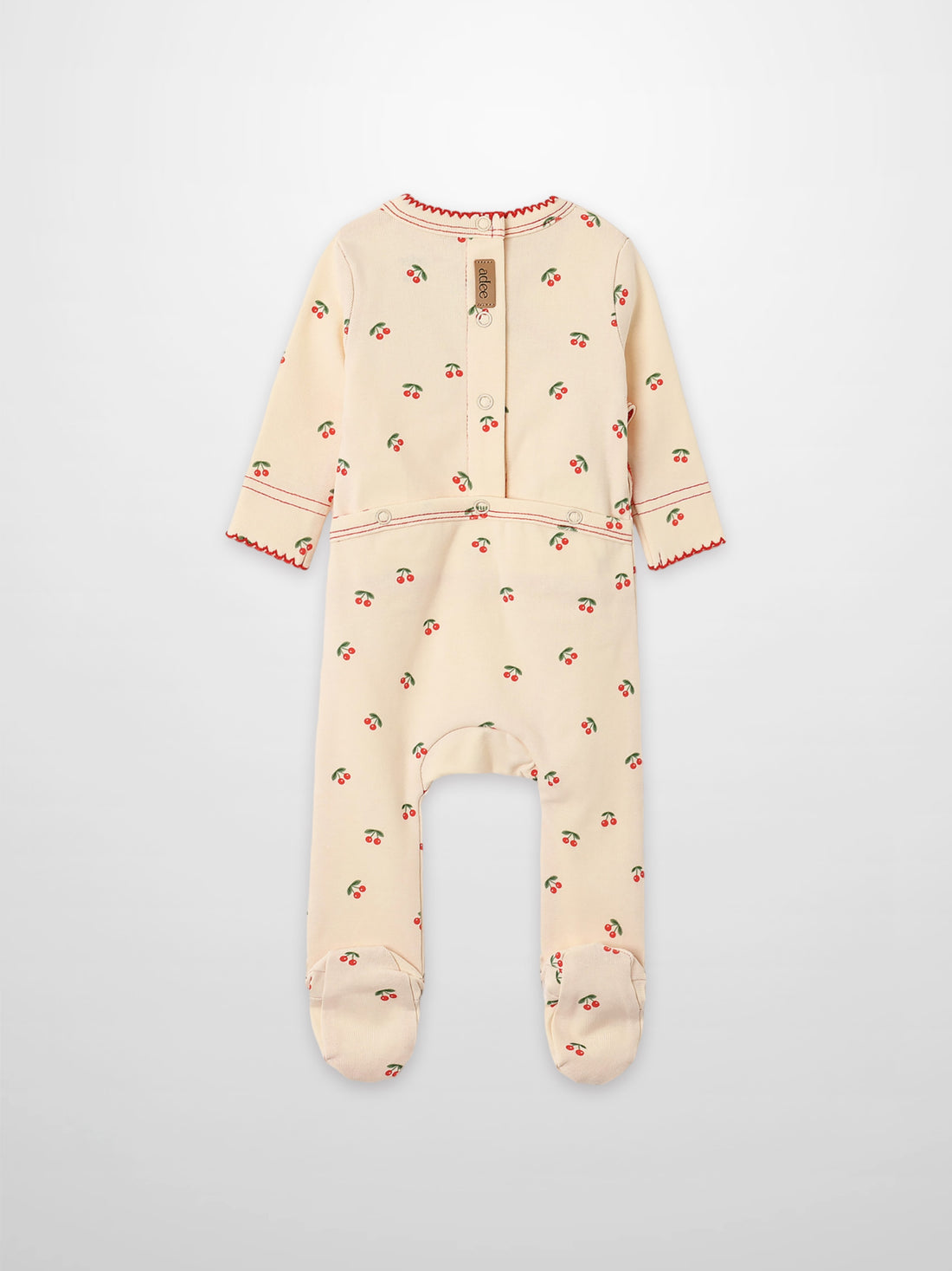 Red Cherry Stretchy girls stretchies footed romper by Adee with cherry print