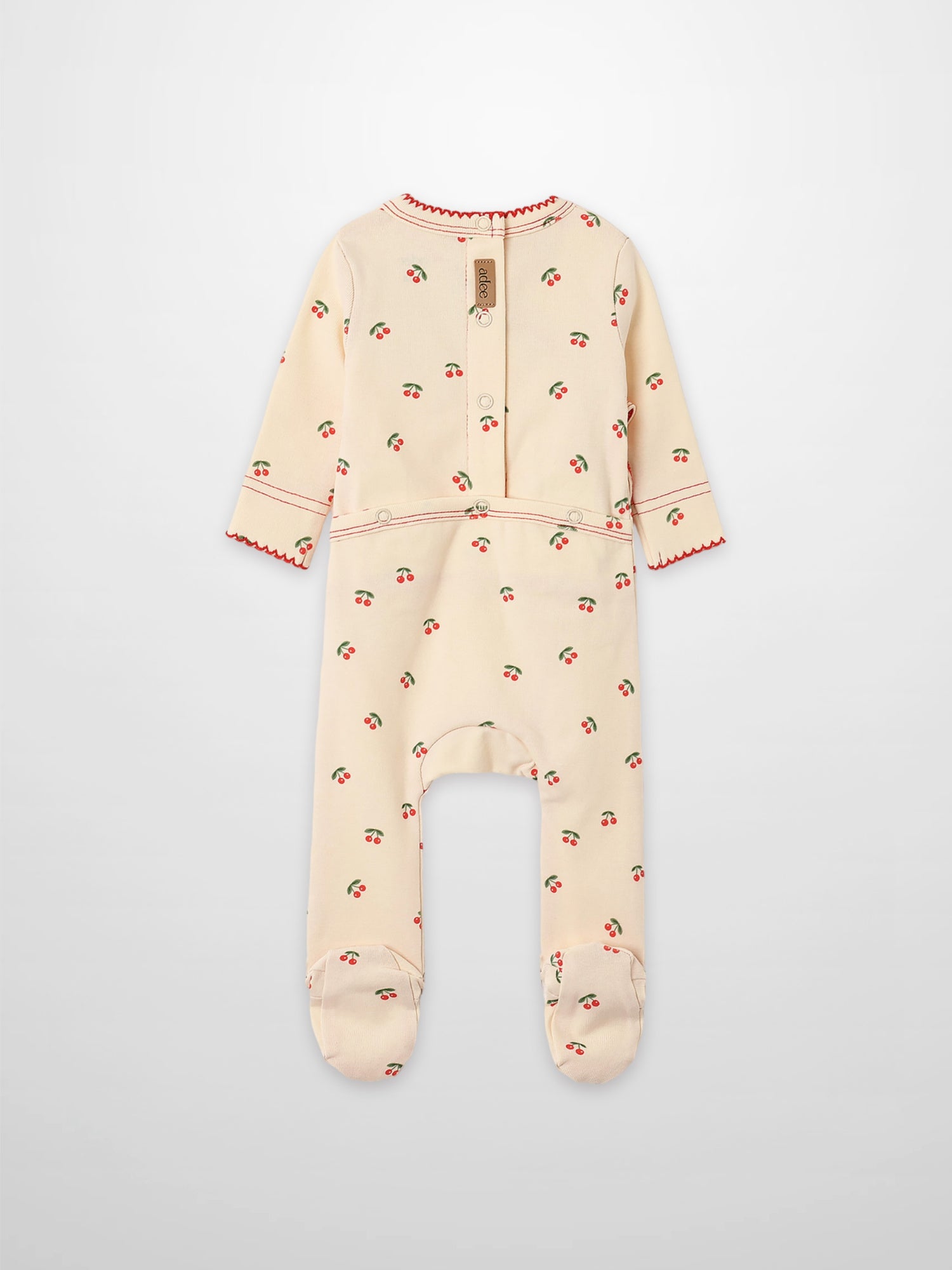 Red Cherry Stretchy girls stretchies footed romper by Adee with cherry print