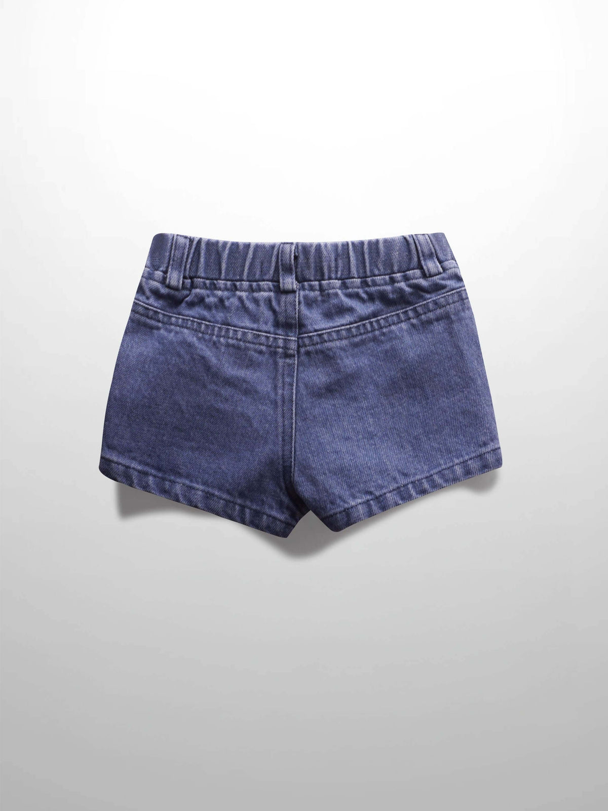 Denim shorts for kids; dark indigo, unisex bottoms by Adee.