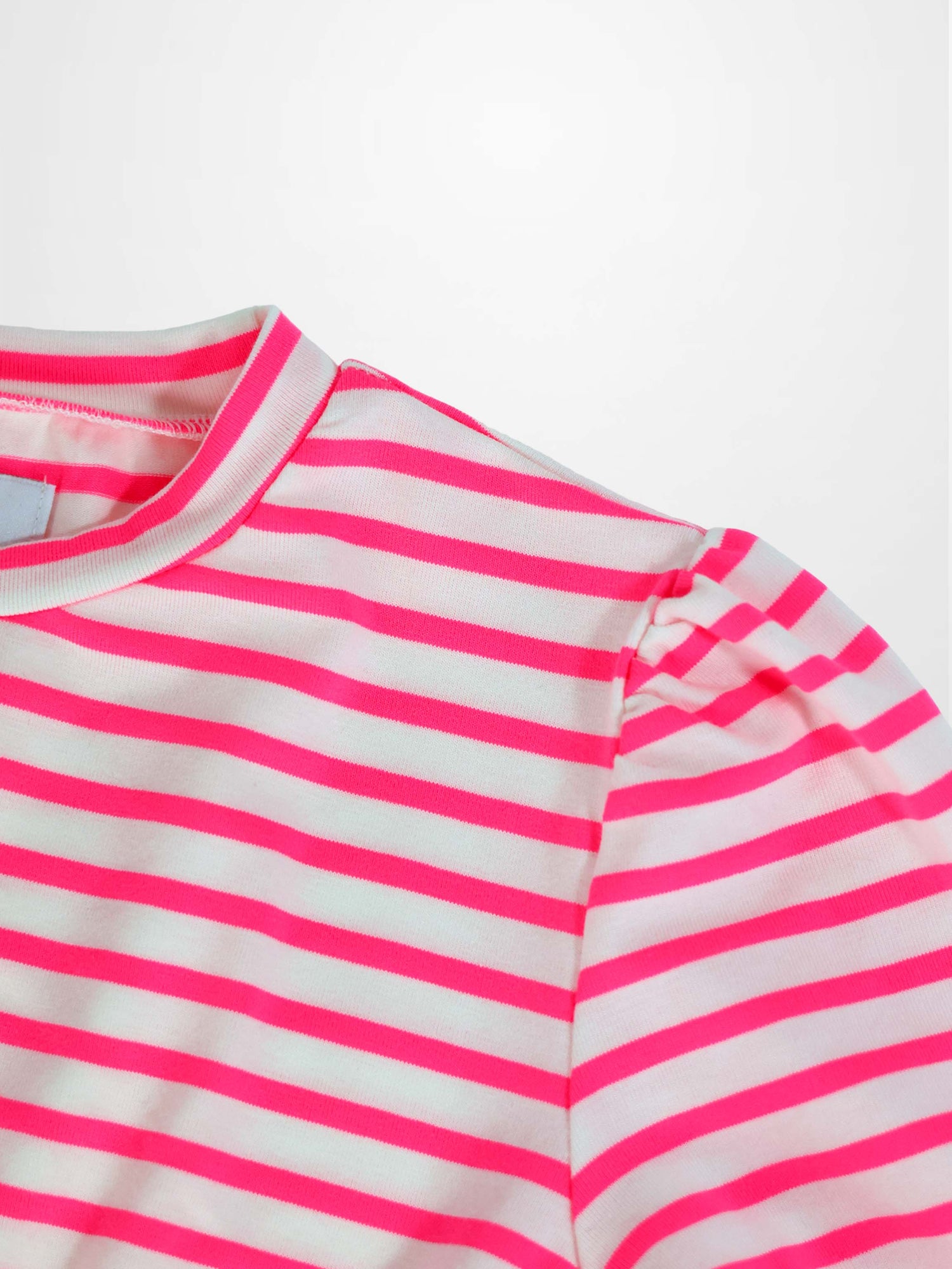 Neon pink striped dress for girls by Adee, 3/4 sleeve