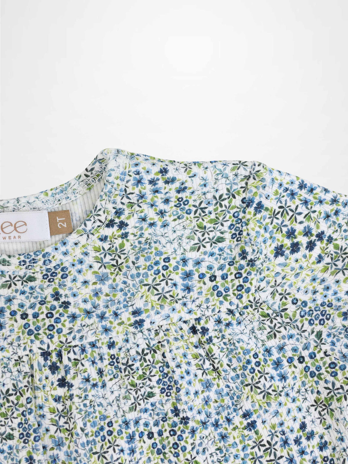 Adee Blue Floral Robe for girls, short sleeves, tiny blue flower pattern, size 2T.