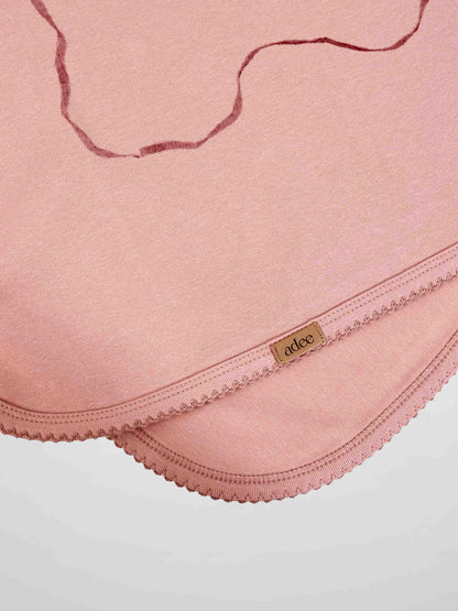 Pink Bow Blanket with Lace by Adee, light pink receiving blanket with scalloped lace trim