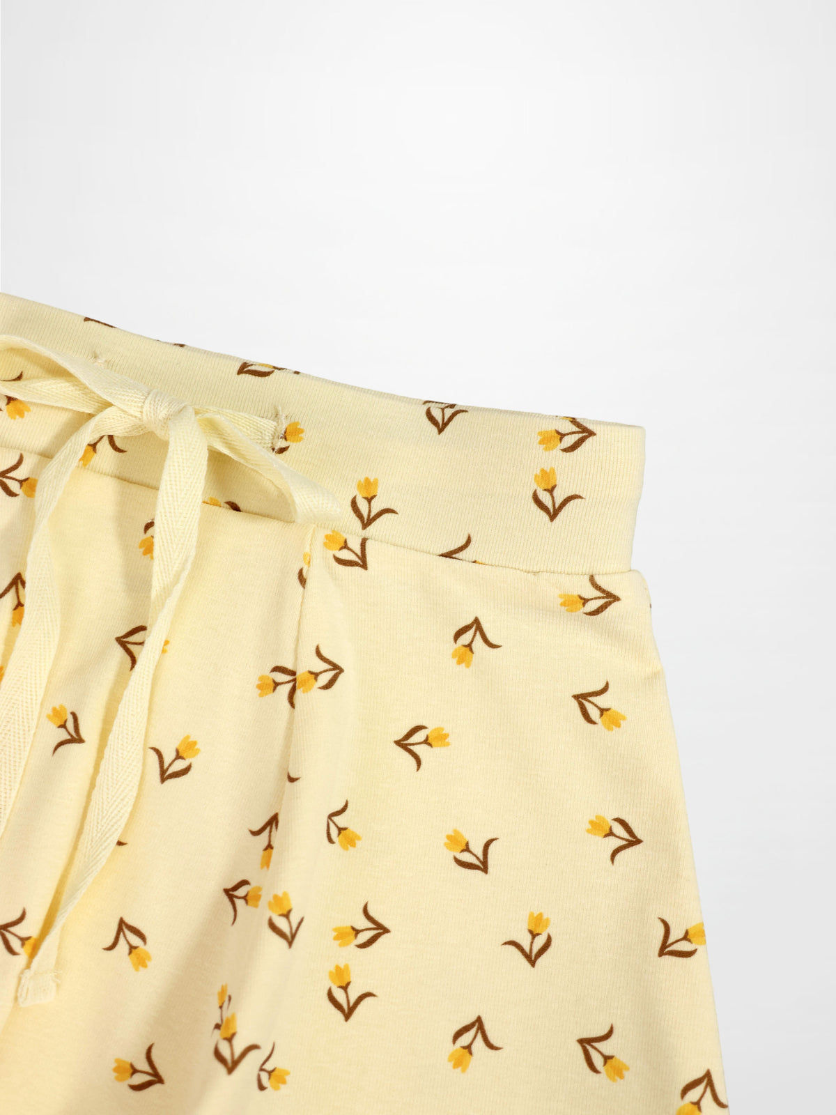 Butter Yellow Tulip 6-Panel Skirt for Girls with drawstring waistband
