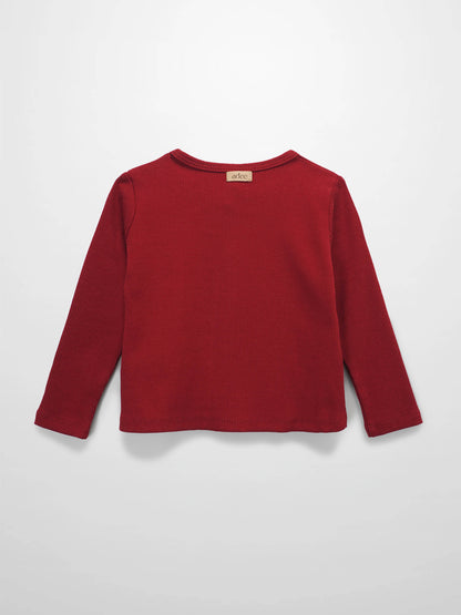 Thin Ribbed Cardigan - Burgundy