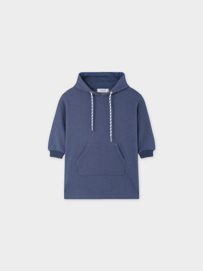 Sweatshirt Dress with Pocket- Blue