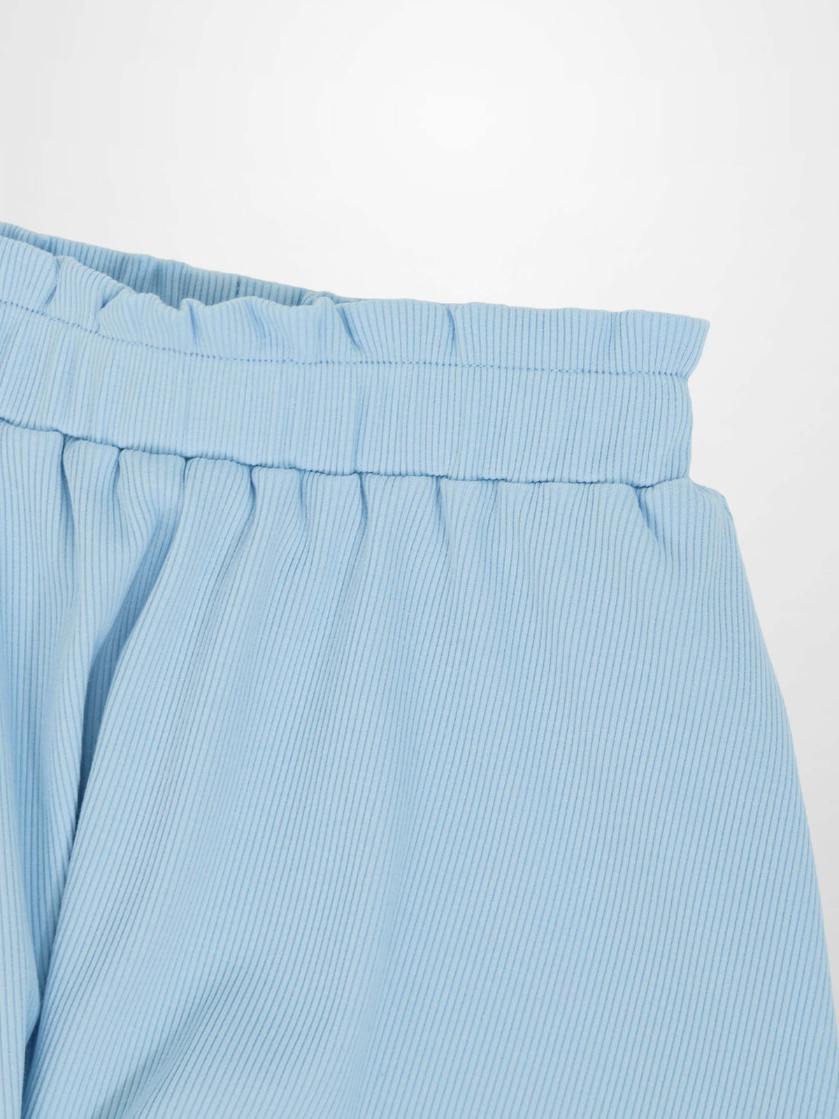 Paper Bag Waist Skirt for girls by Adee in light blue striped fabric.