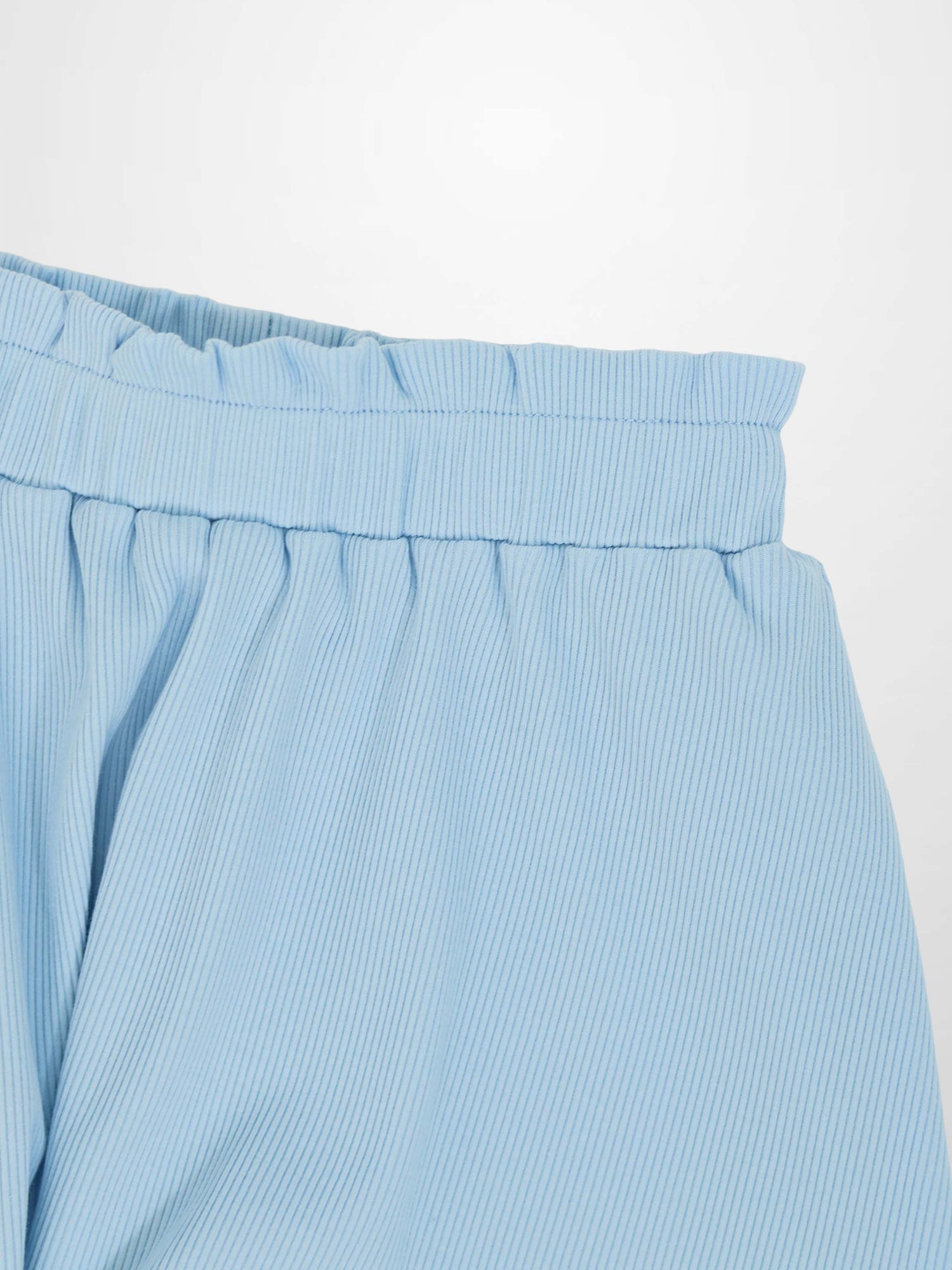 Paper Bag Waist Skirt for girls by Adee in light blue striped fabric.