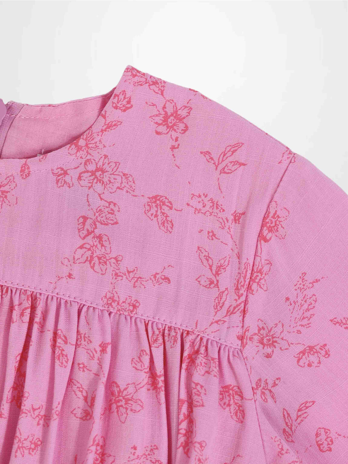 Pink flower dress for girls, dressy 3/4 sleeves with floral print