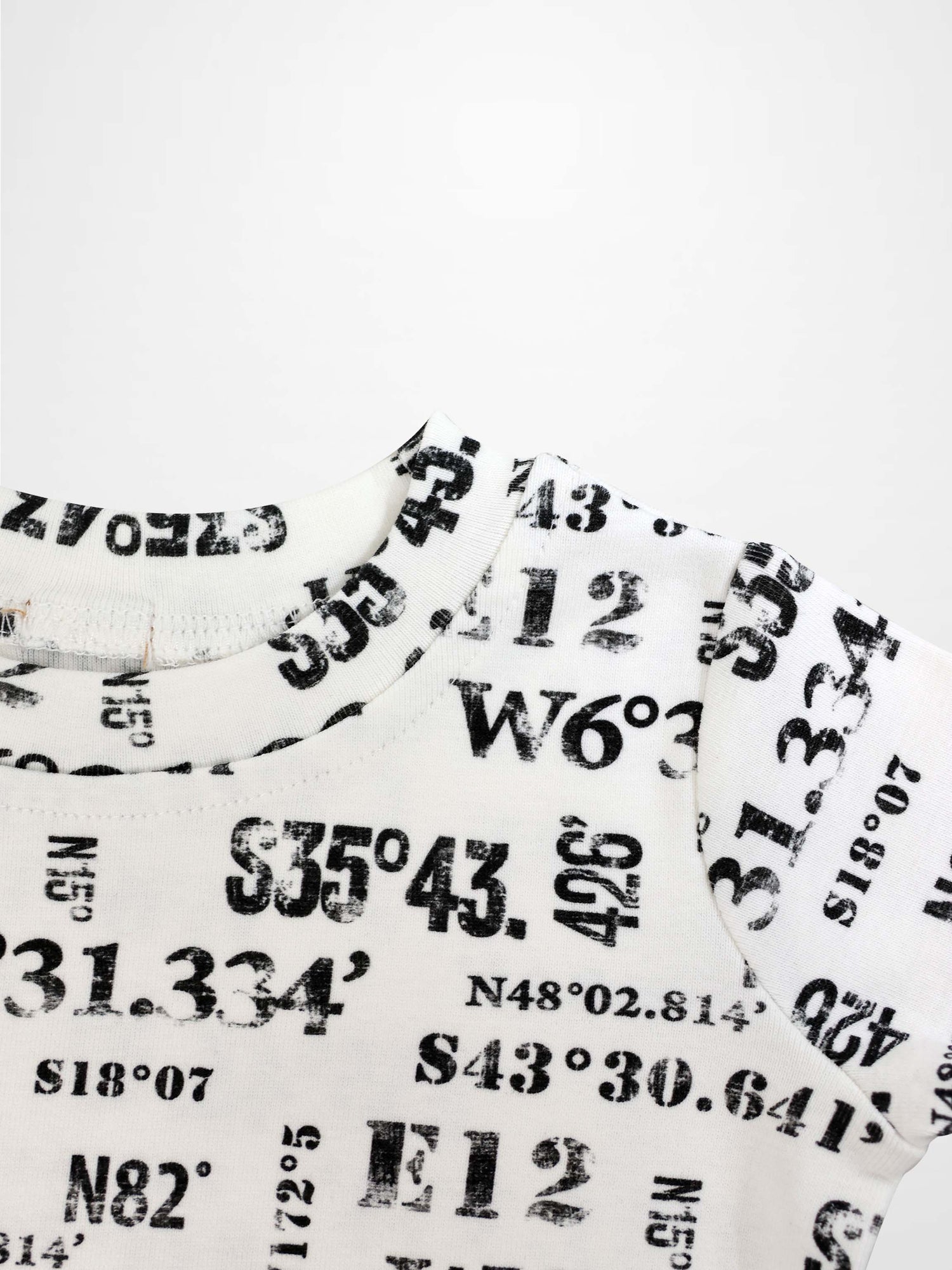Number Print T-shirt, white with black coordinate-style numbers print for boys