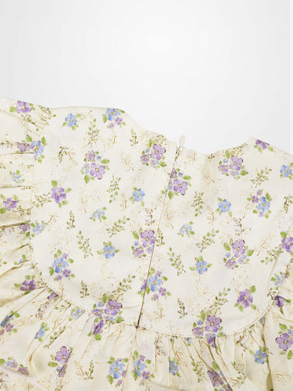 Ivory Flower Dress - Sleeveless, girls dressy by Adee, floral print.