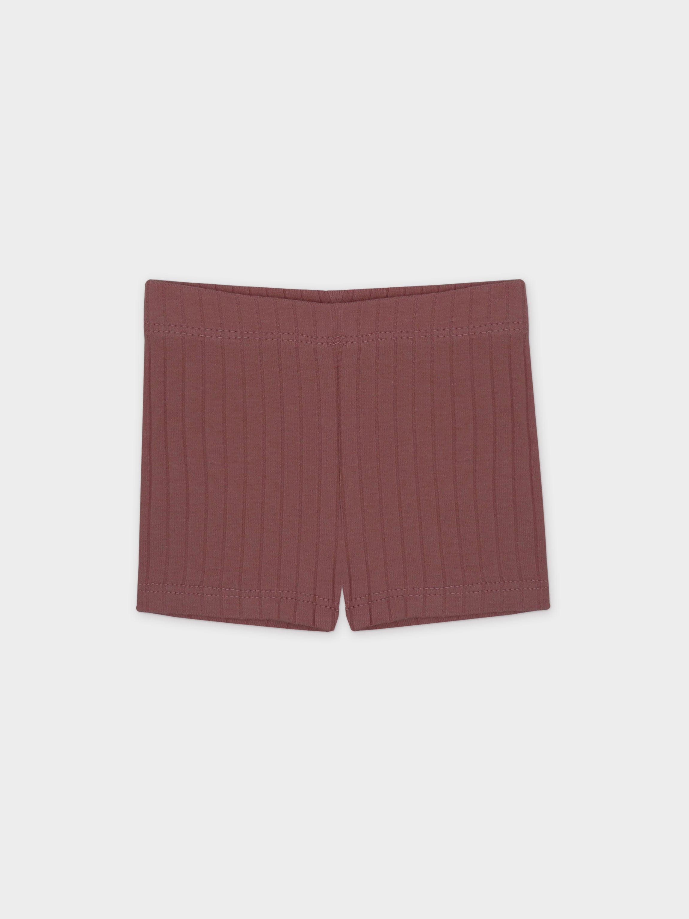 One snap Henley Short Set Wide Ribbed-Mauve