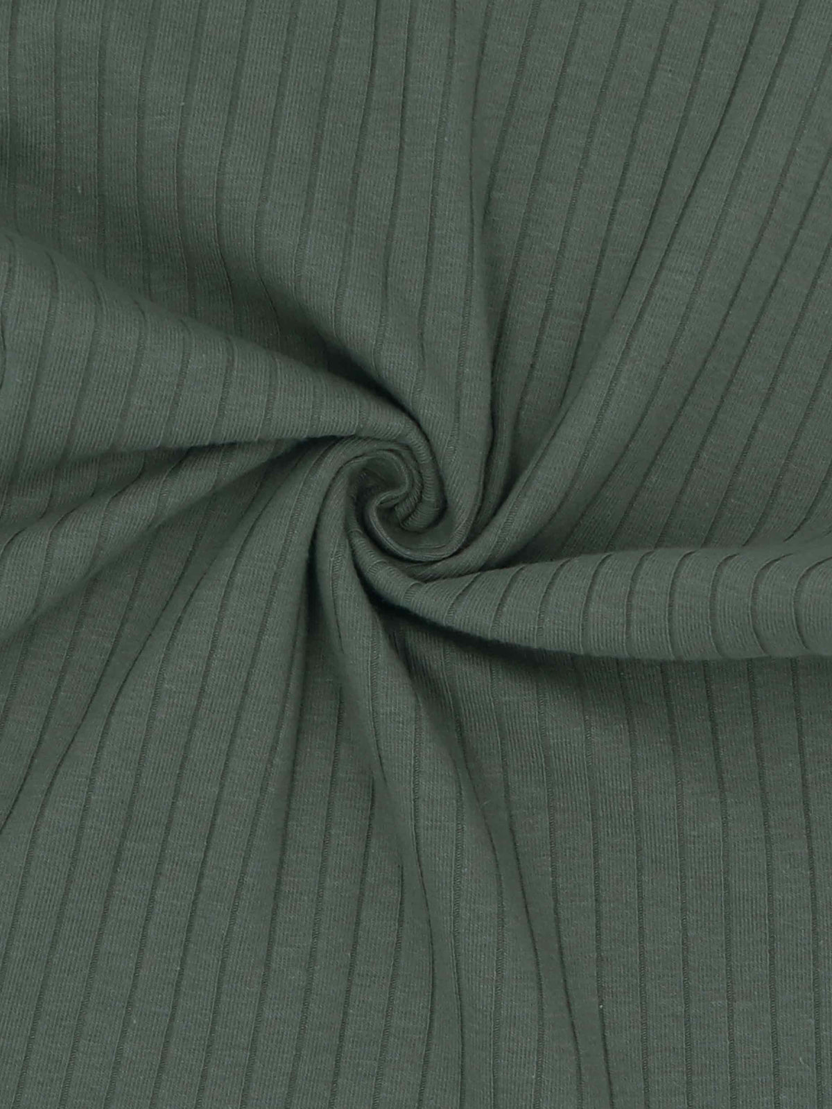 Green ribbed knit fabric swatch for One Snap Henley shirt and skirt set.