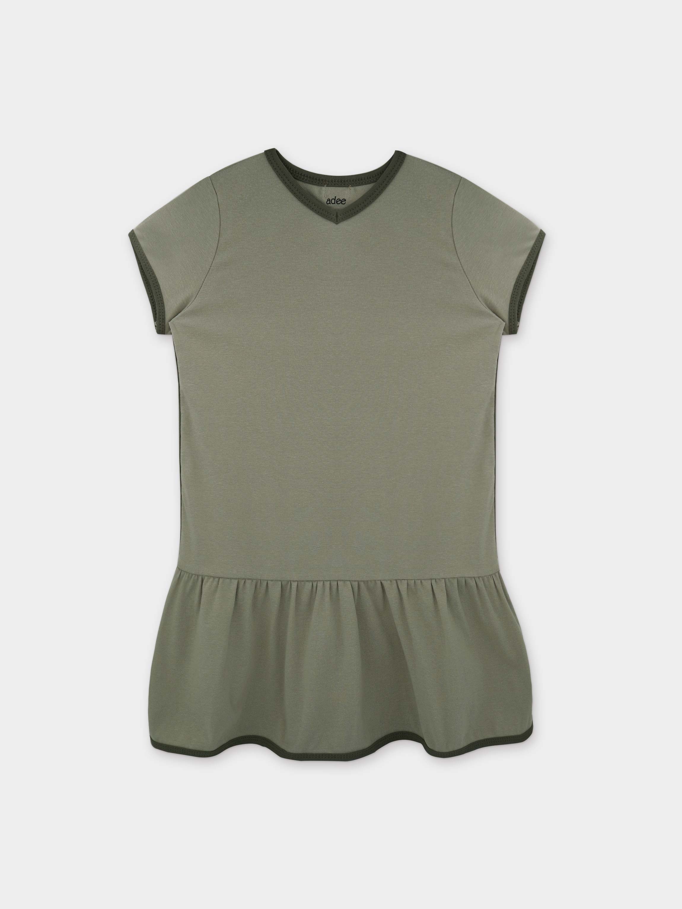 Racer Trim Dress-Short Sleeve-Green