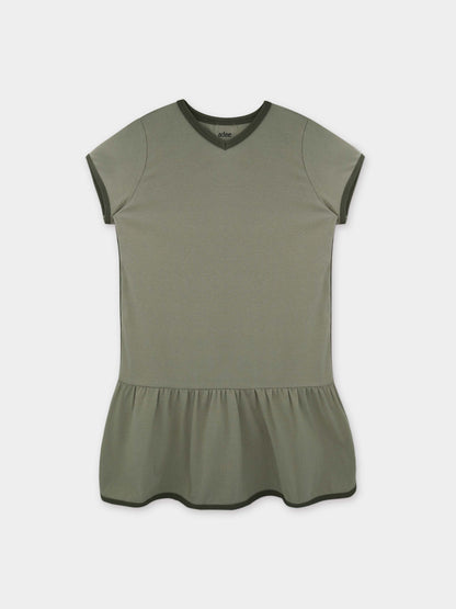 Racer Trim Dress-Short Sleeve-Green