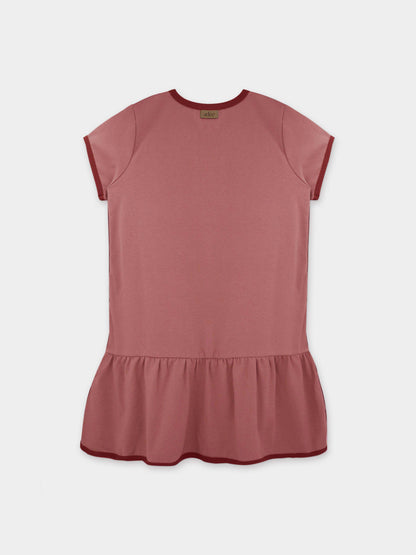 Racer Trim Dress-Short Sleeve-Salmon