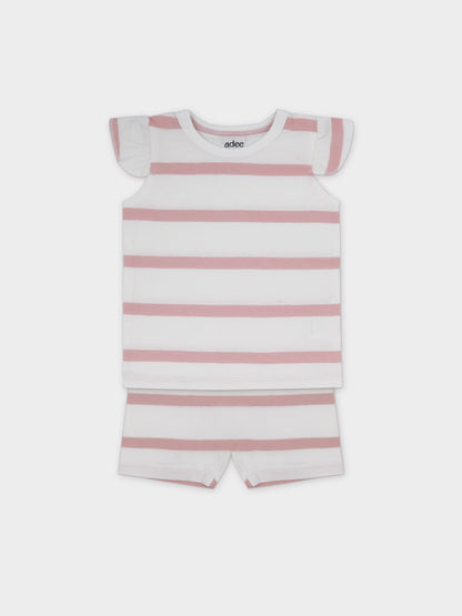 Tank Set with Ruffles-Pink &amp; White Stripe