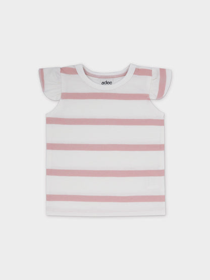 Tank Set with Ruffles-Pink &amp; White Stripe