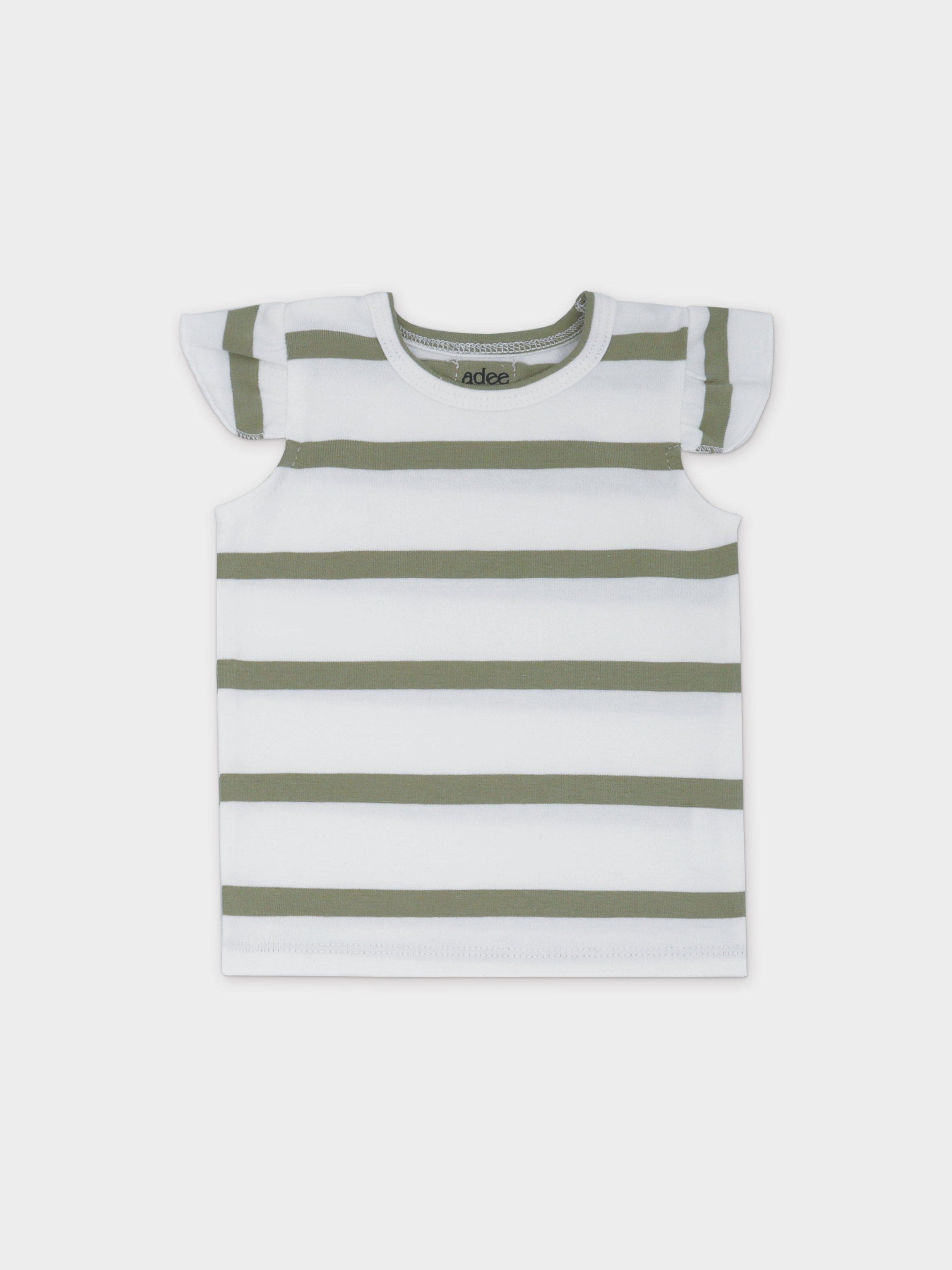 Tank Set with Ruffles-Green &amp; White Stripe