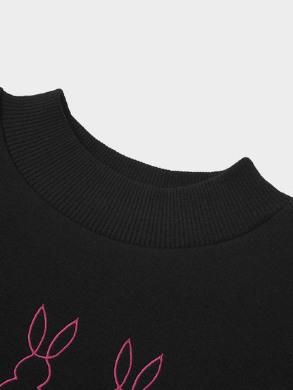 Embroidered Bunny Sweatshirt - Pink