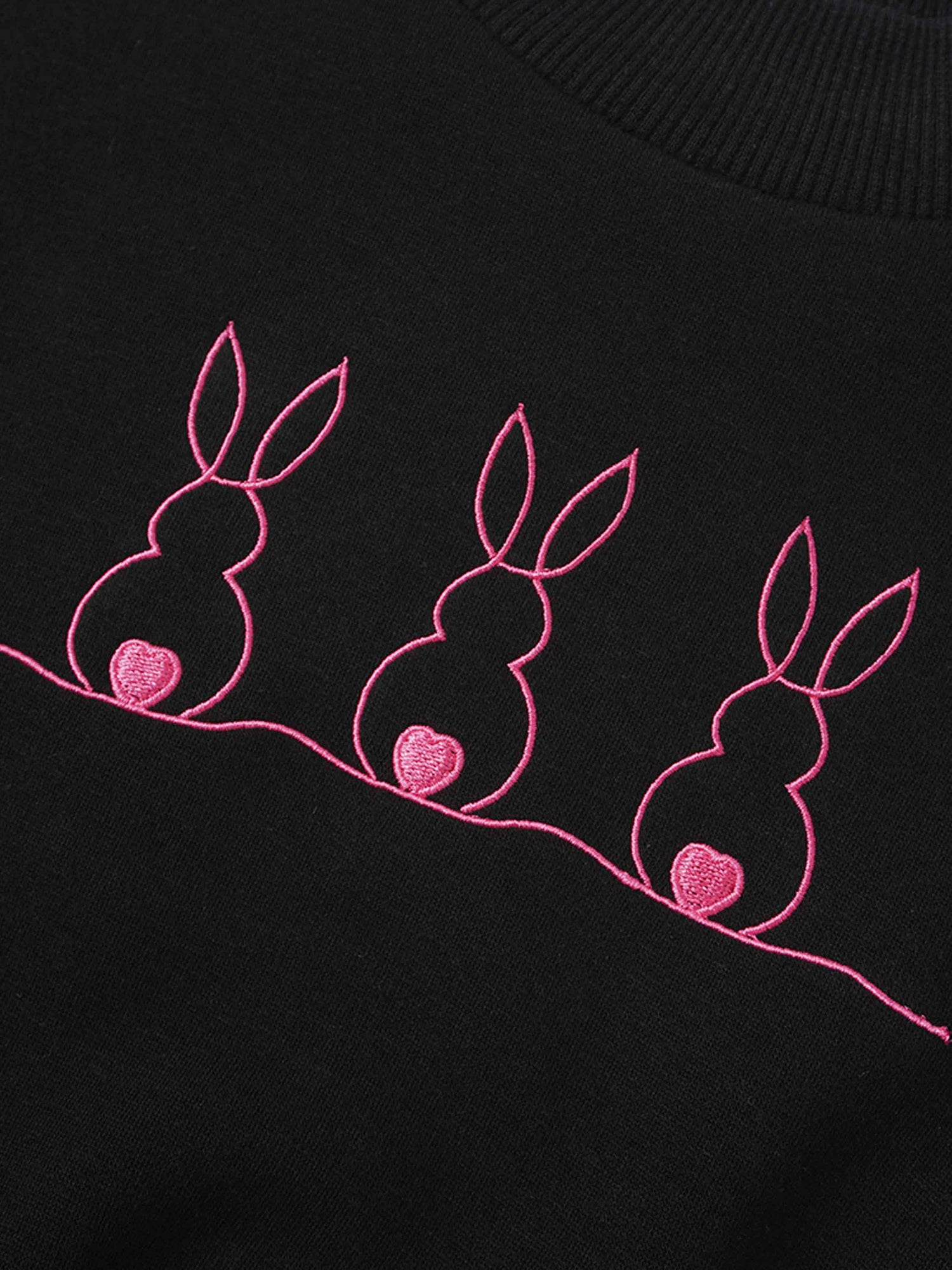 Embroidered Bunny Sweatshirt - Pink