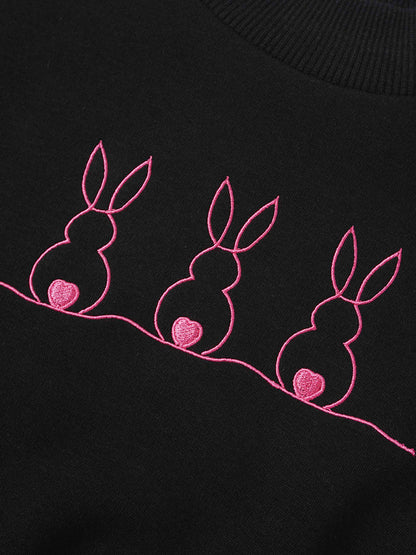 Embroidered Bunny Sweatshirt - Pink