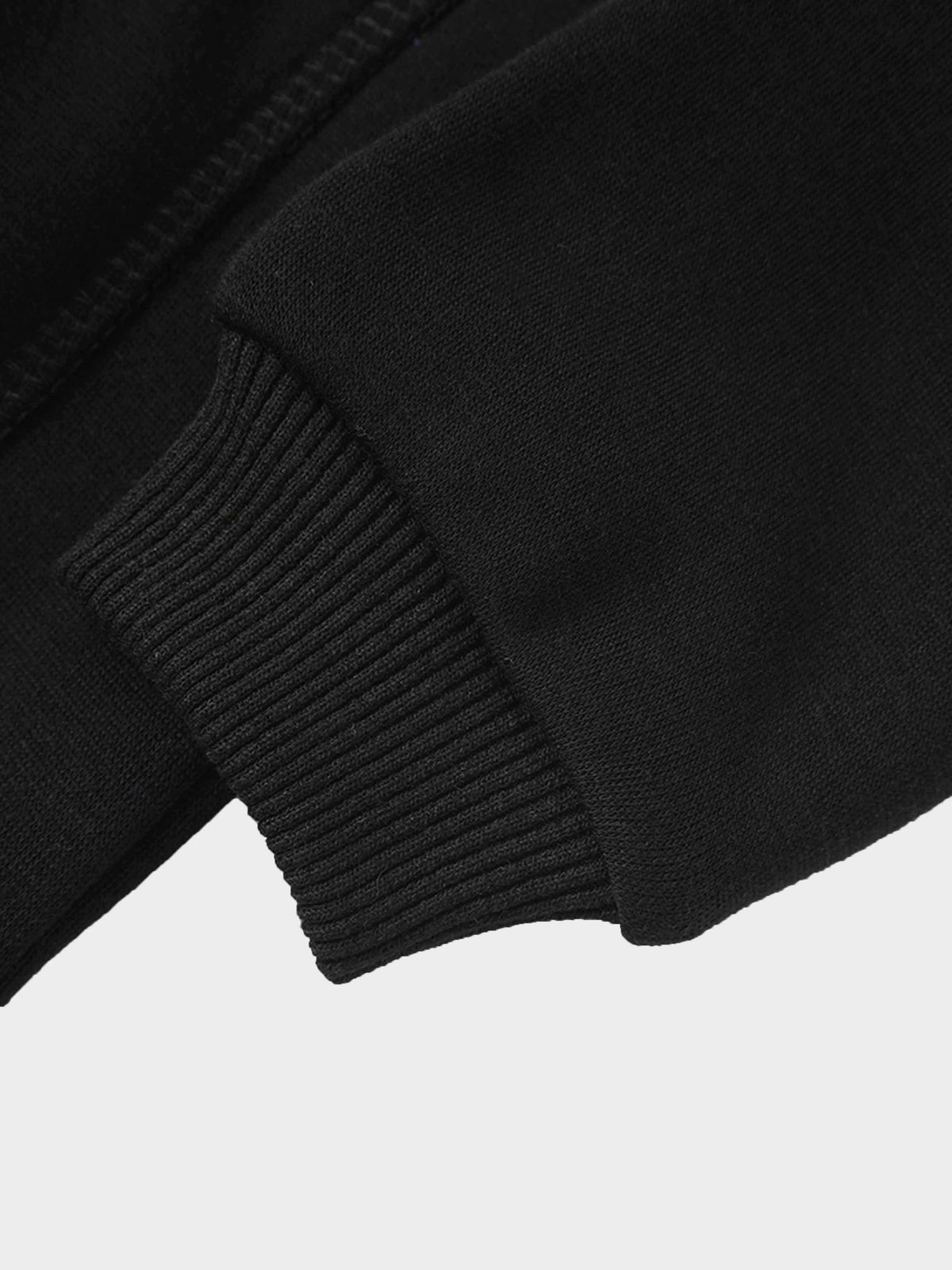Close-up of ribbed cuff on Embroidered Bunny Sweatshirt sleeve