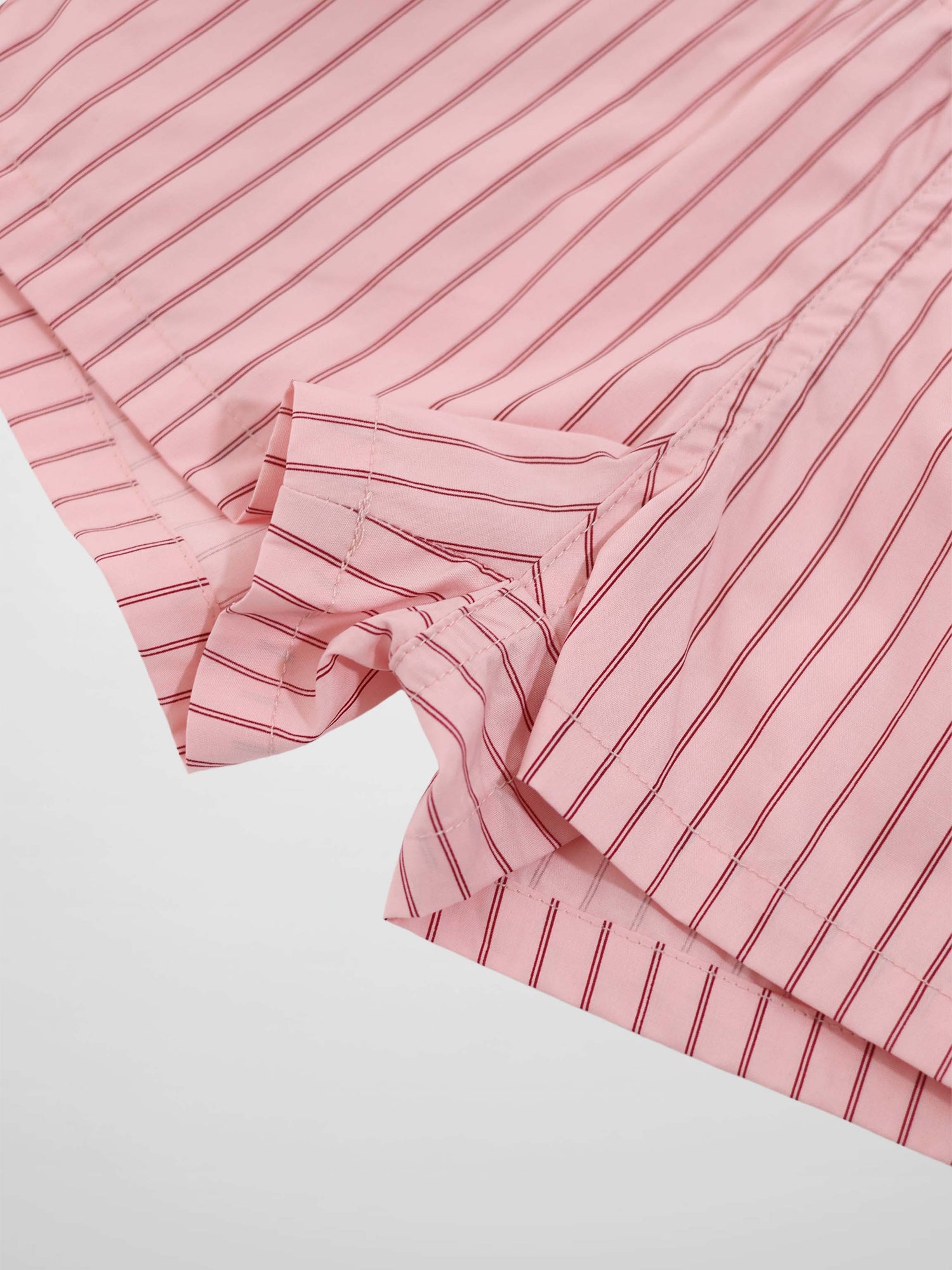 Adee striped pink cotton shorts for girls with red vertical stripes