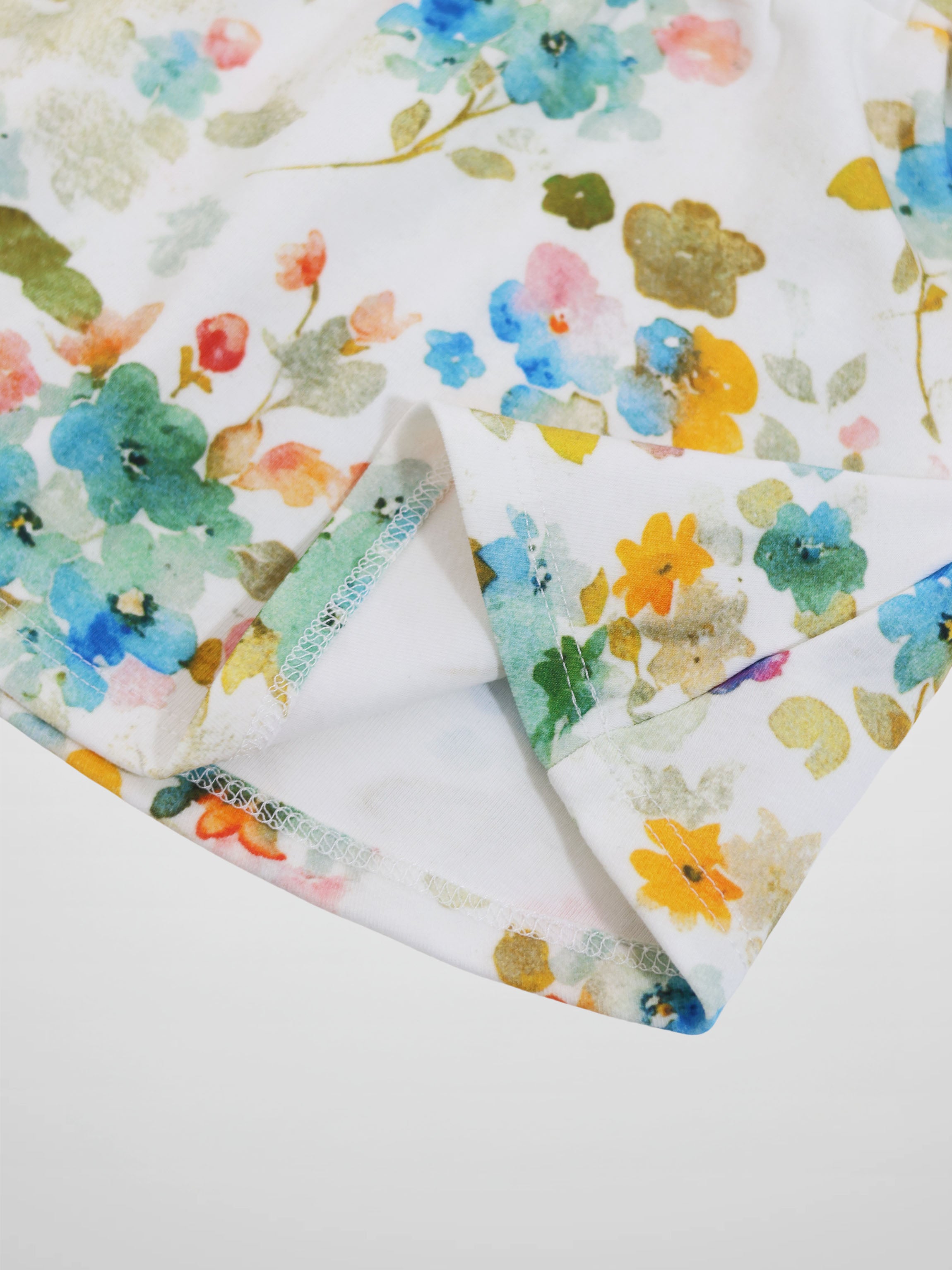 Pastel Flower Skirt for girls by Adee, floral pastel print on white fabric