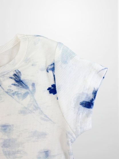 Blue Flower T-Shirt for girls, short-sleeve, Adee dressy top