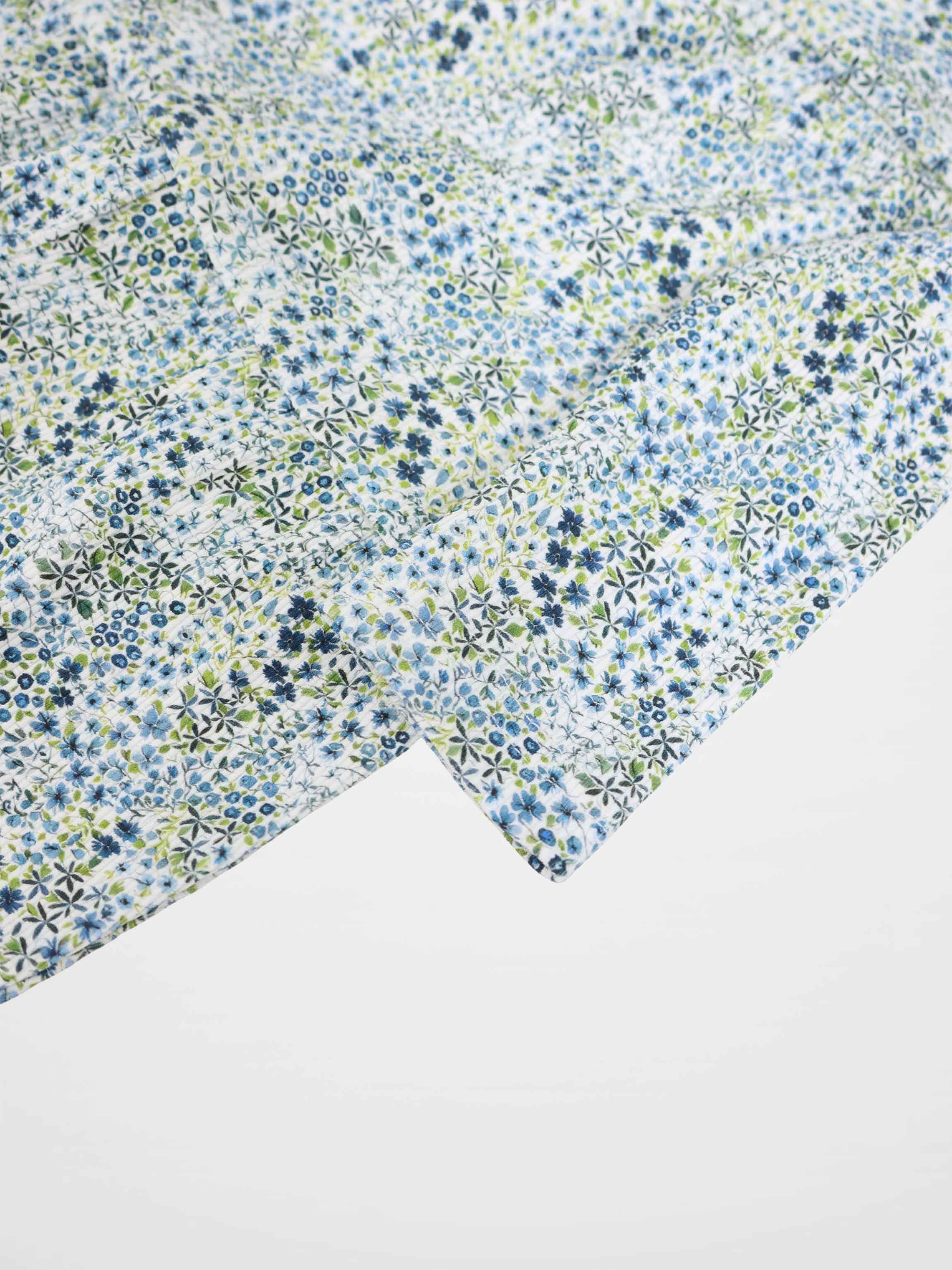 Blue Floral Robe - 3/4 Sleeves