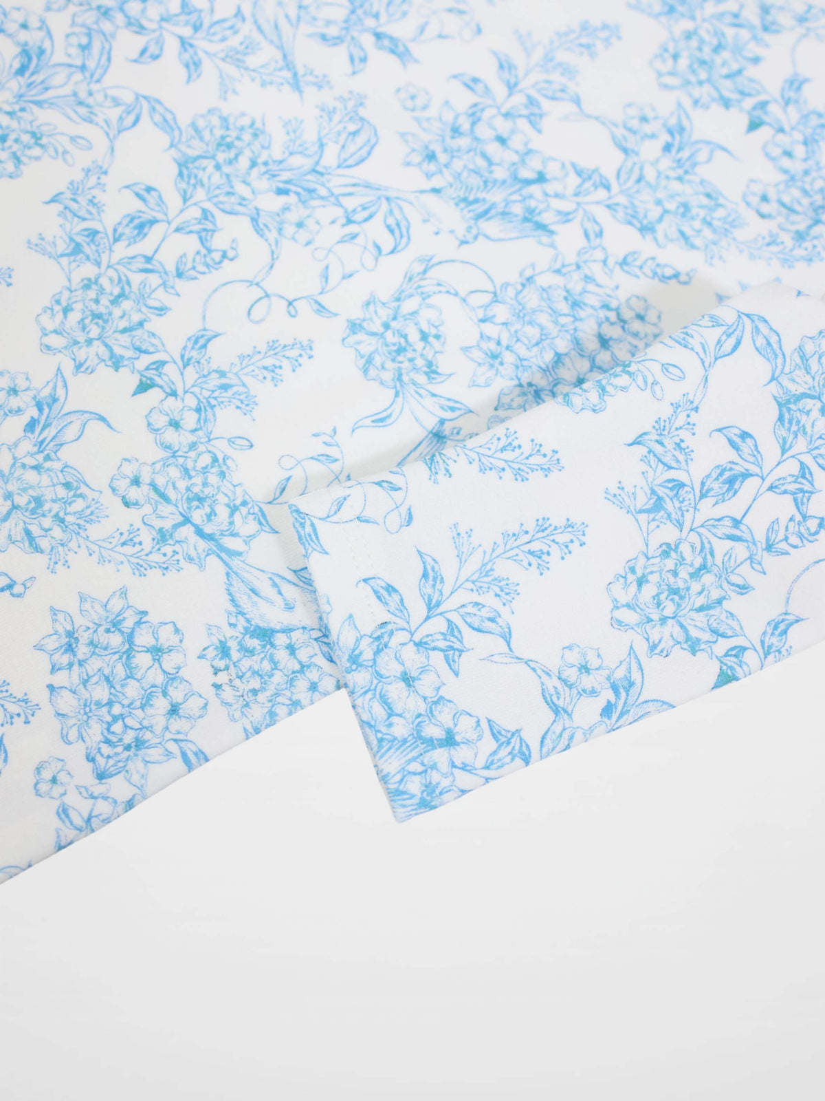 Blue Flowered 3/4 Sleeve T-shirt for girls, blue floral print on white fabric