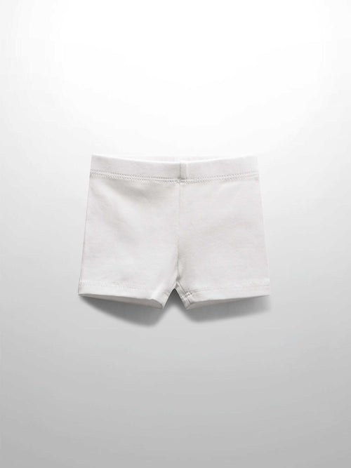 Biker shorts non ribbed white; unisex basics, crisp white color