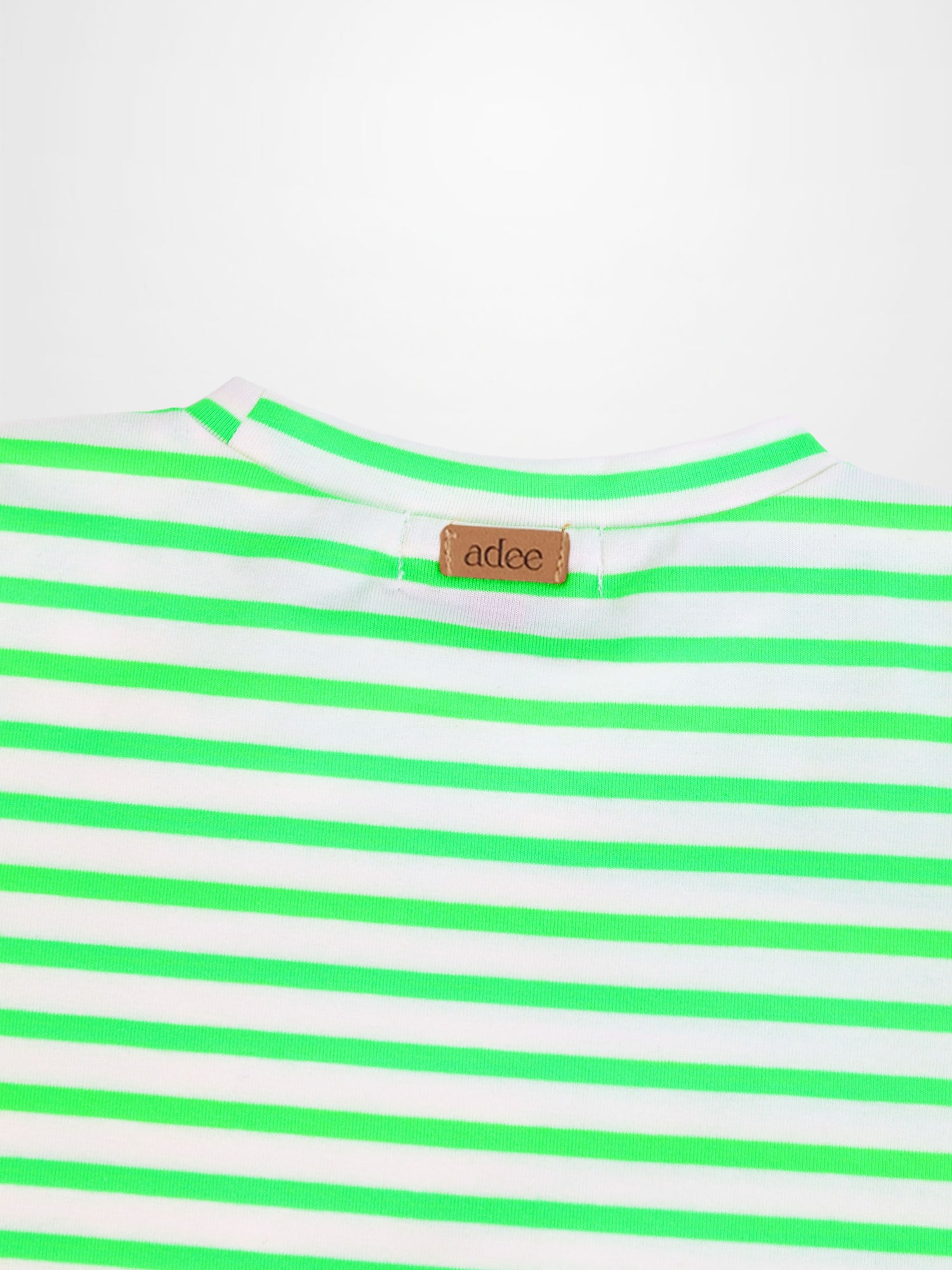 Neon Green Striped Boxy T-shirt  - Short Sleeve
