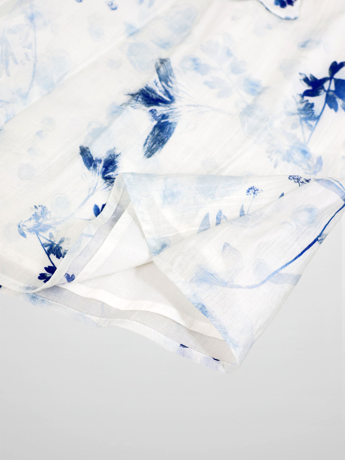Blue Flower Skirt for girls; dressy white skirt with blue floral print by Adee.