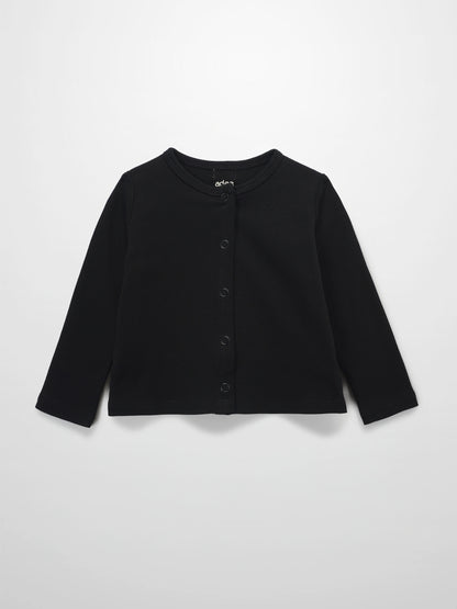 Thin Ribbed Cardigan - Black