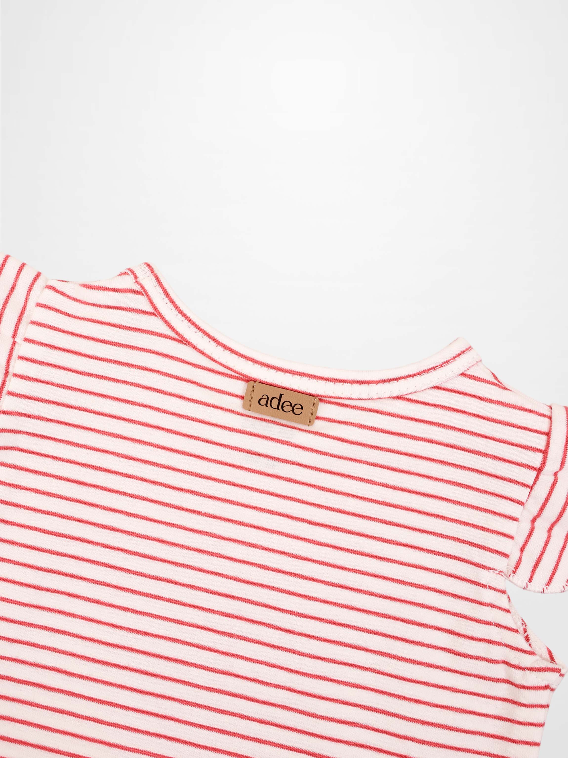 Little Paris Bloomers &amp; Tank Set by Adee; pink and white striped tank top with a tan adee label at the back neckline