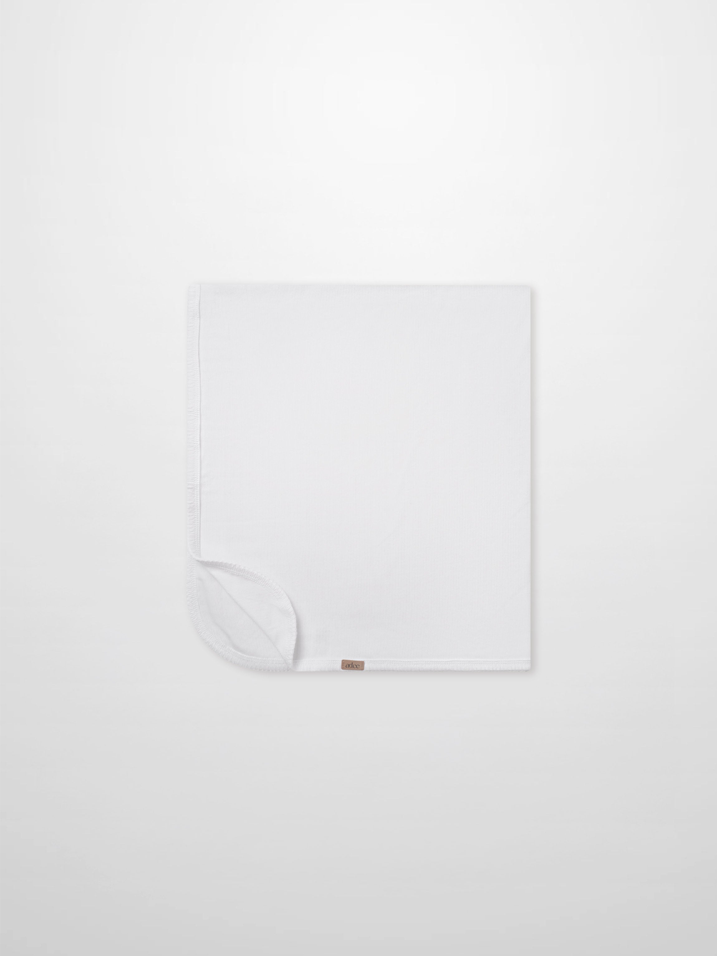 Legacy Stitch Blanket - White, Adee unisex swaddle blanket with small brand tag