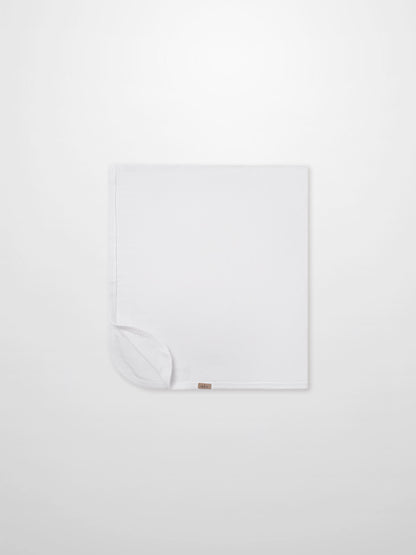 Legacy Stitch Blanket - White, Adee unisex swaddle blanket with small brand tag