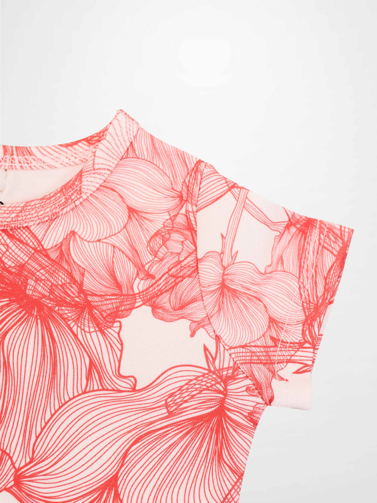 Pink Petal Short Sleeve T-shirt for girls by Adee with red floral print