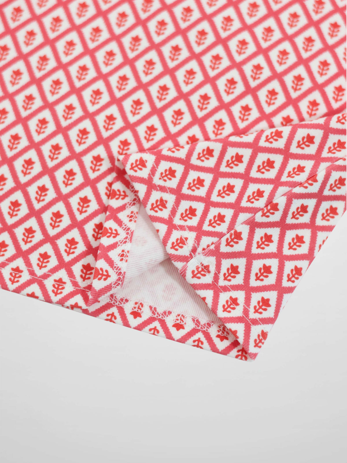 Diamond Flower T-Shirt for Girls by Adee, red and white diamond-pattern short-sleeve top