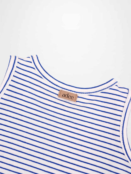 Eiffel Tower Bloomers &amp; Tank Set for little boys, blue-and-white striped tank top with the Adee tag