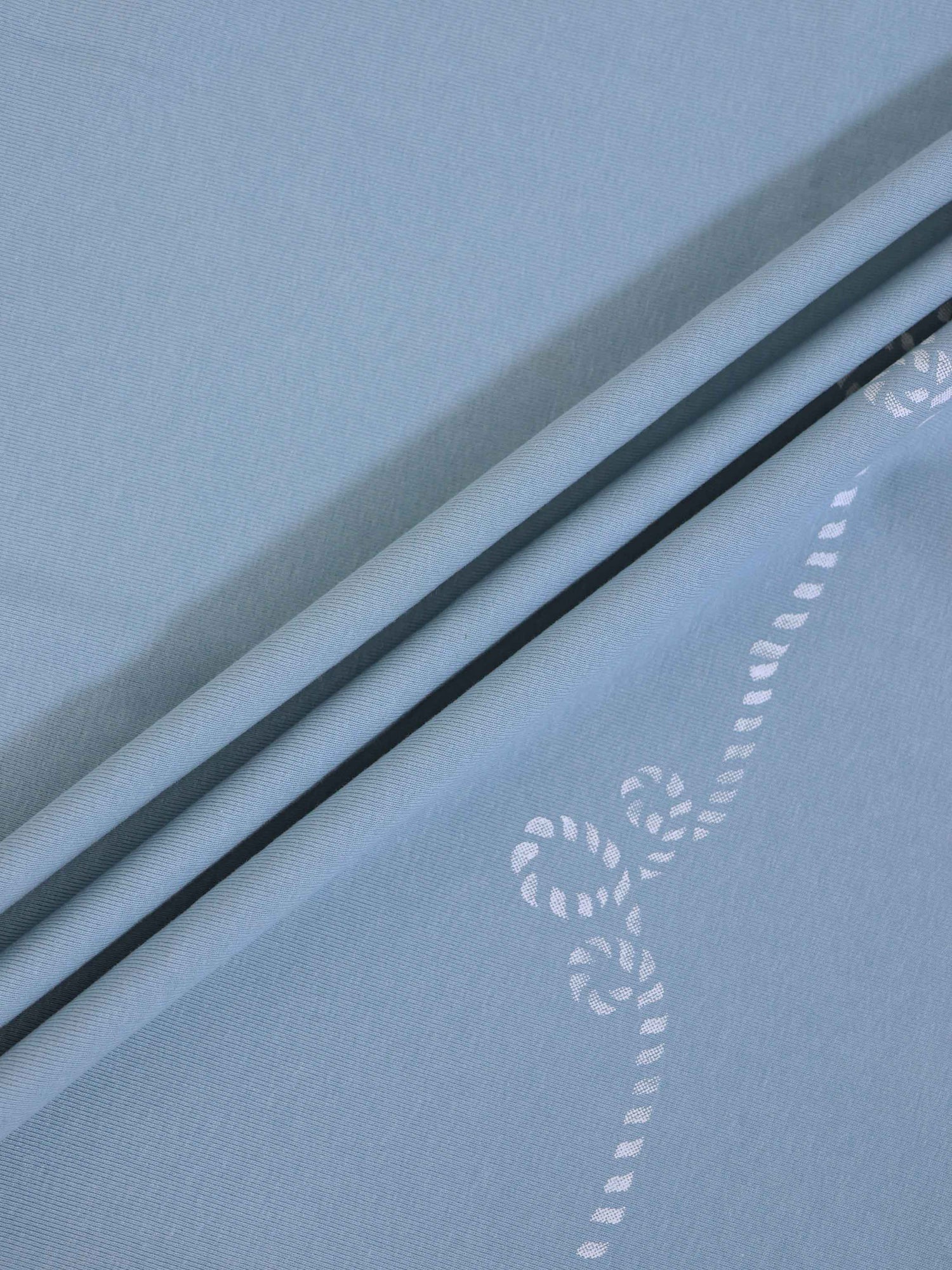 Blue Adee boys swaddle blanket with white rope-formed anchor motif