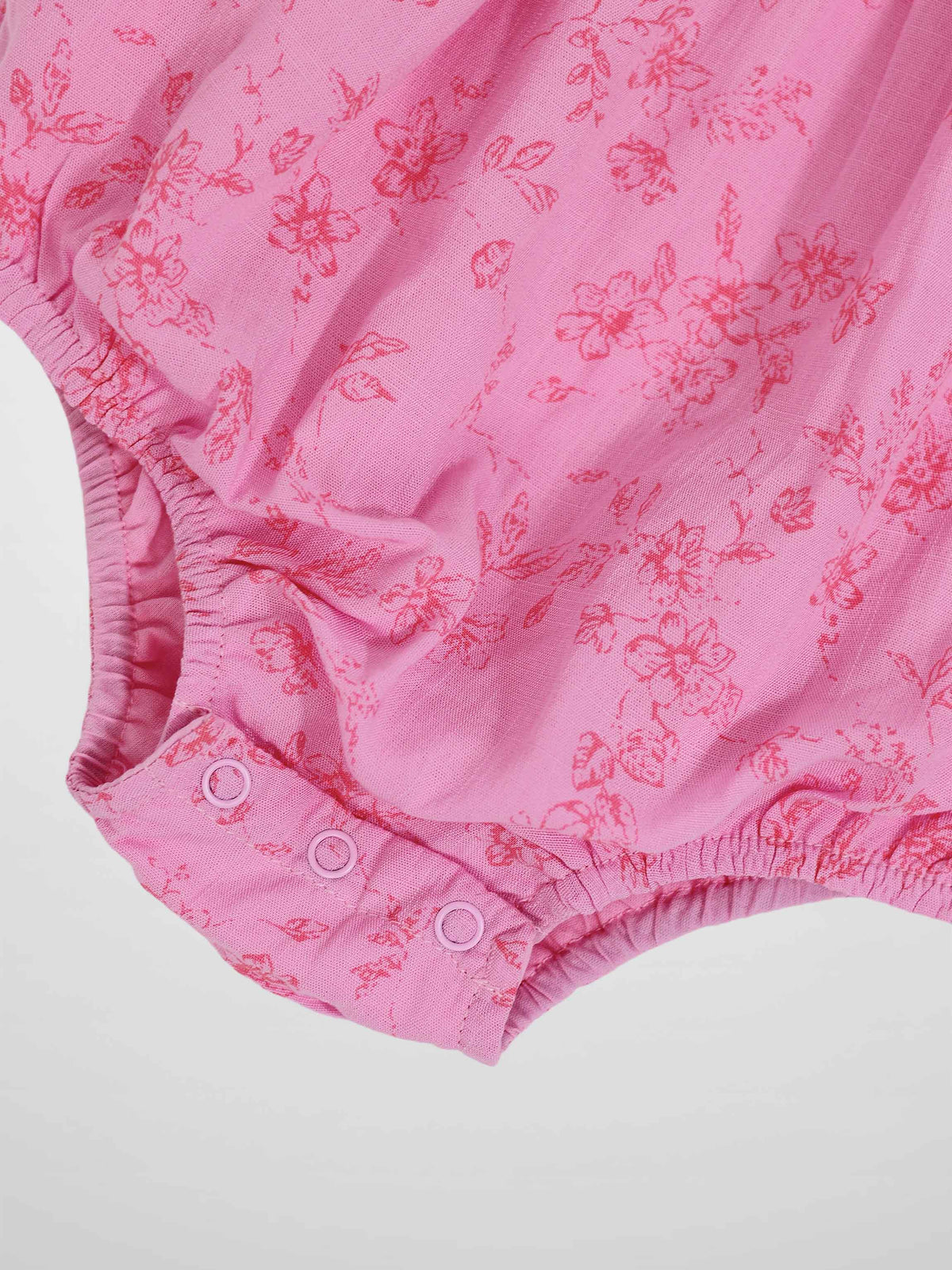 Pink Flower Romper for girls by Adee, dressy pink floral print romper with snap closures