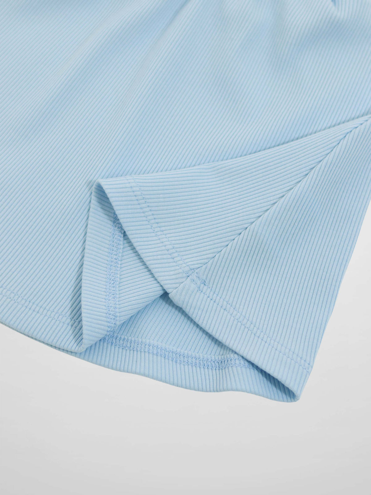 Paper Bag Waist Skirt for girls in light blue ribbed fabric