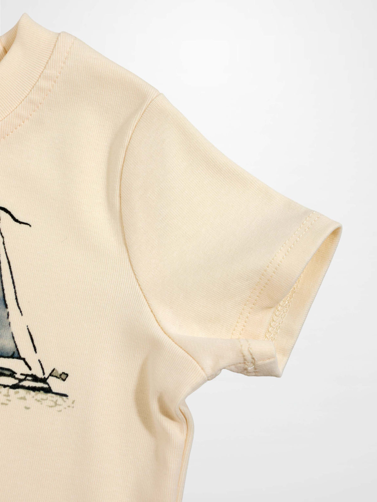 Sail Boat T-Shirt for boys by Adee; beige with sailboat graphic