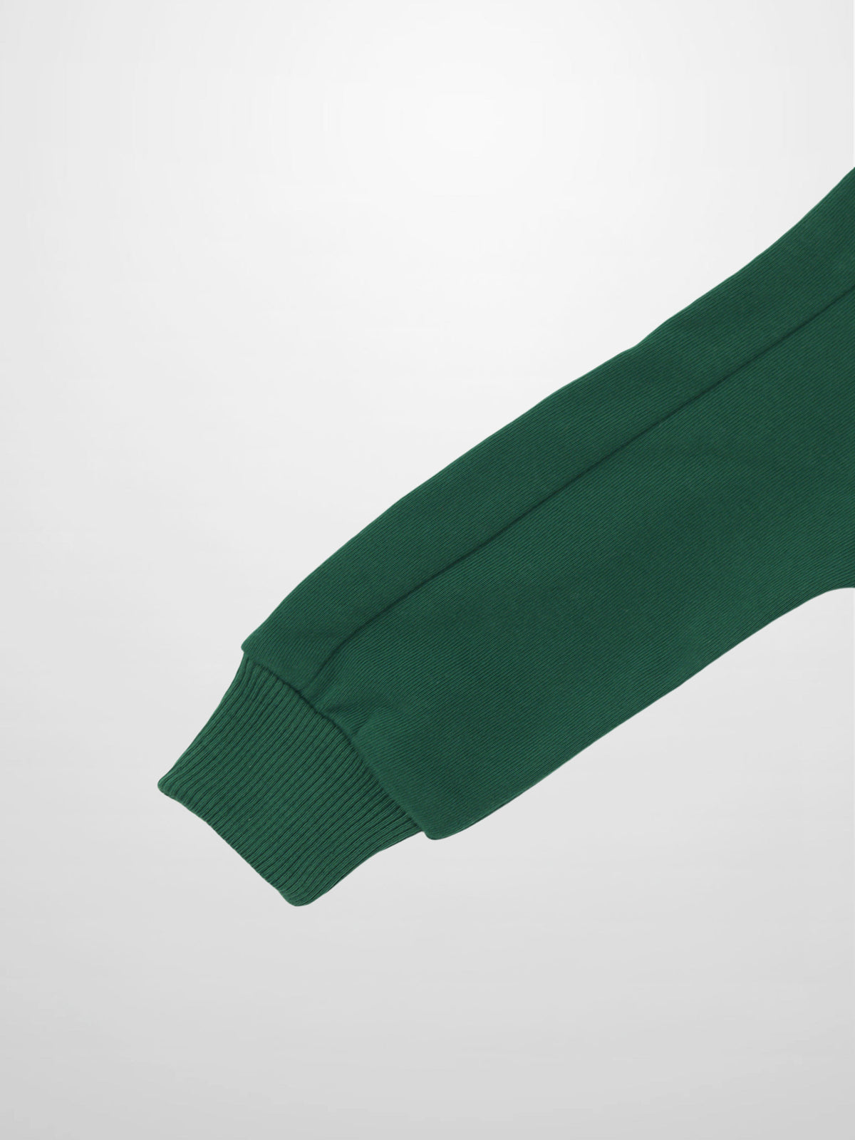 Dark green hockey sweatshirt sleeve with a ribbed cuff for boys.