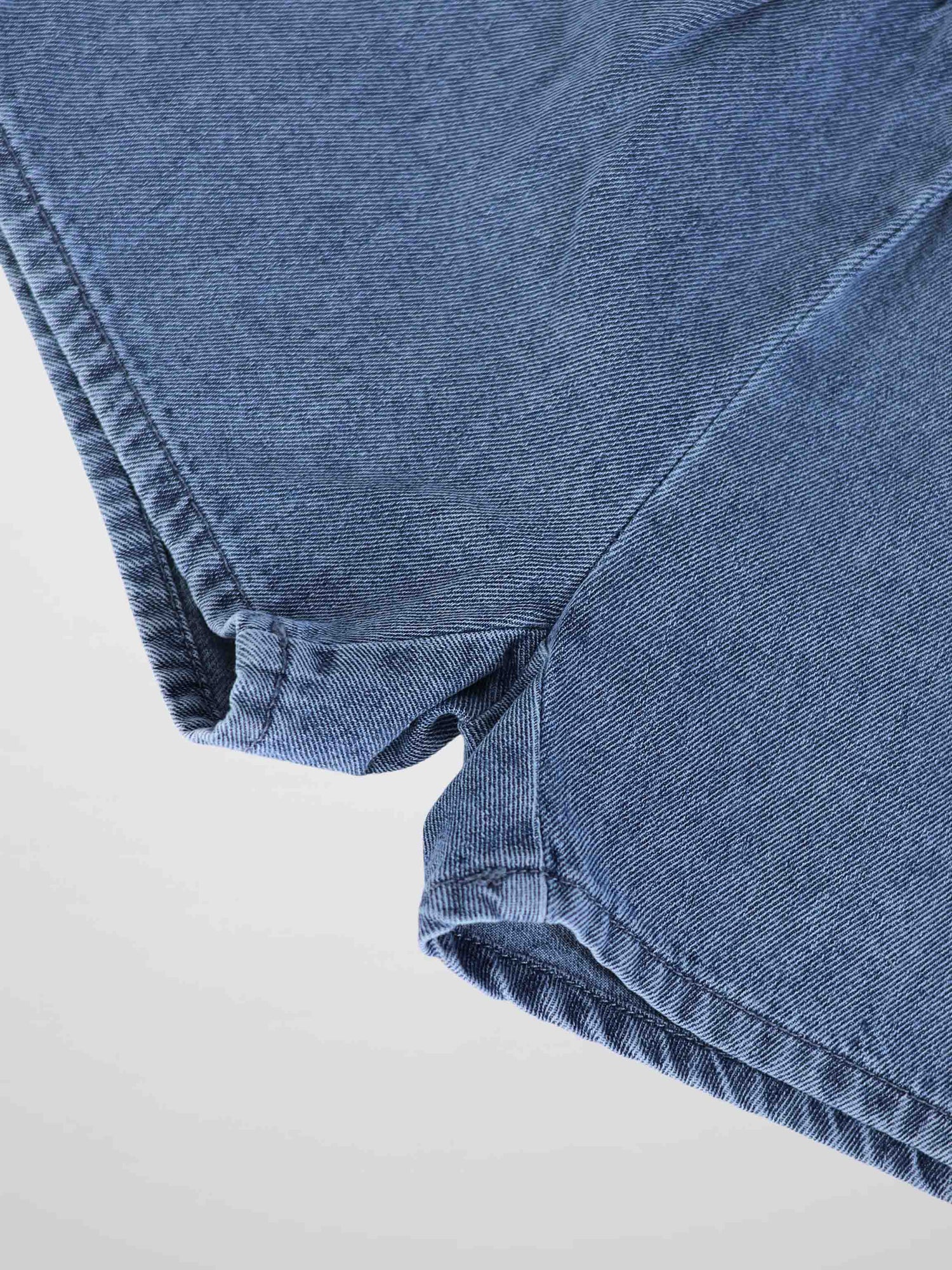 Blue denim boxy shorts for boys by Adee with rolled cuffs