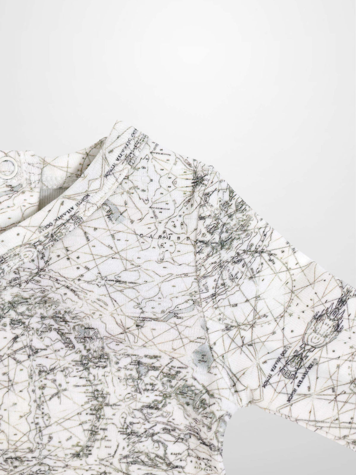 Map Stretchy boys stretchies top in sage green map print