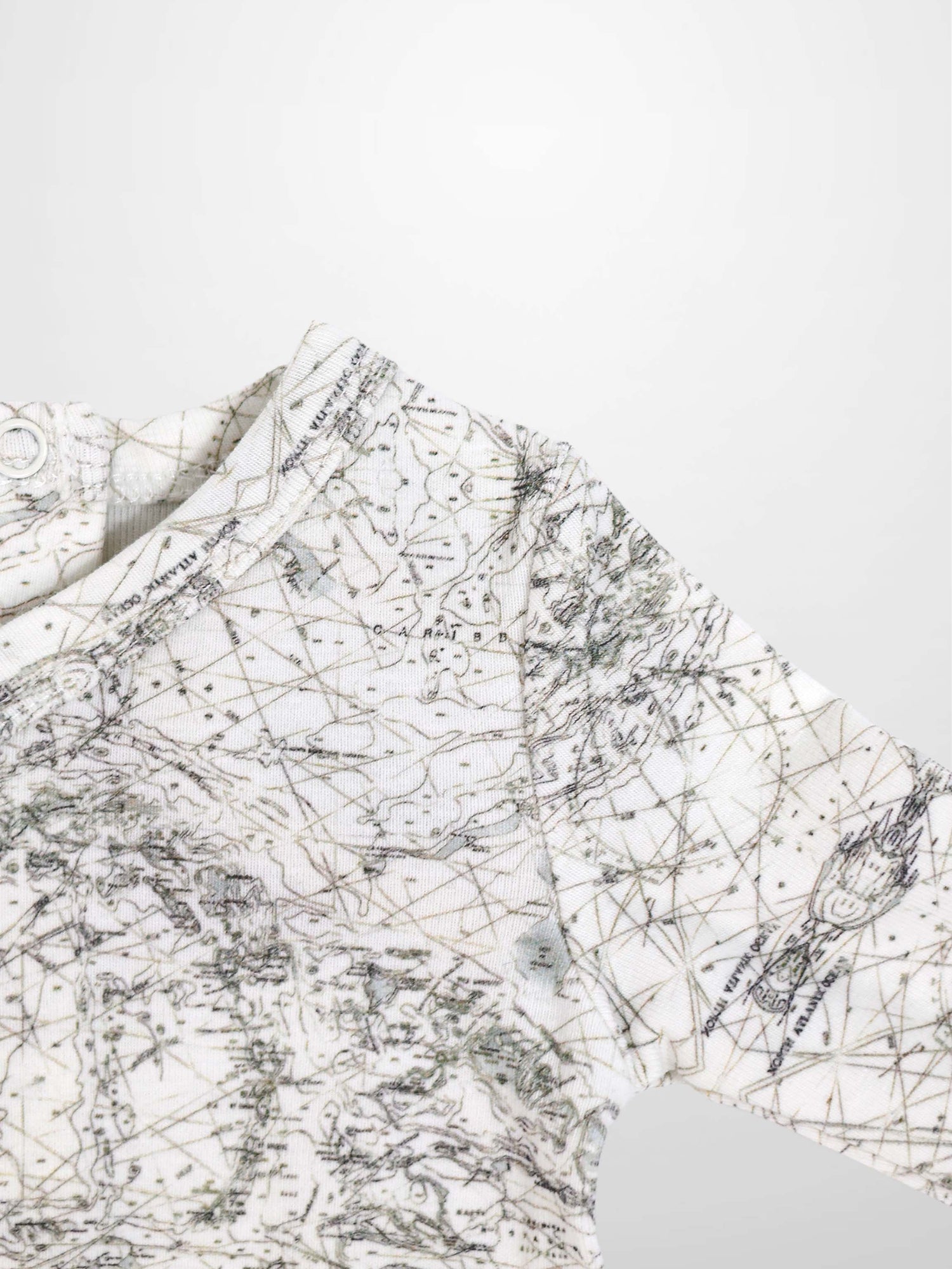 Map Stretchy boys stretchies top in sage green map print