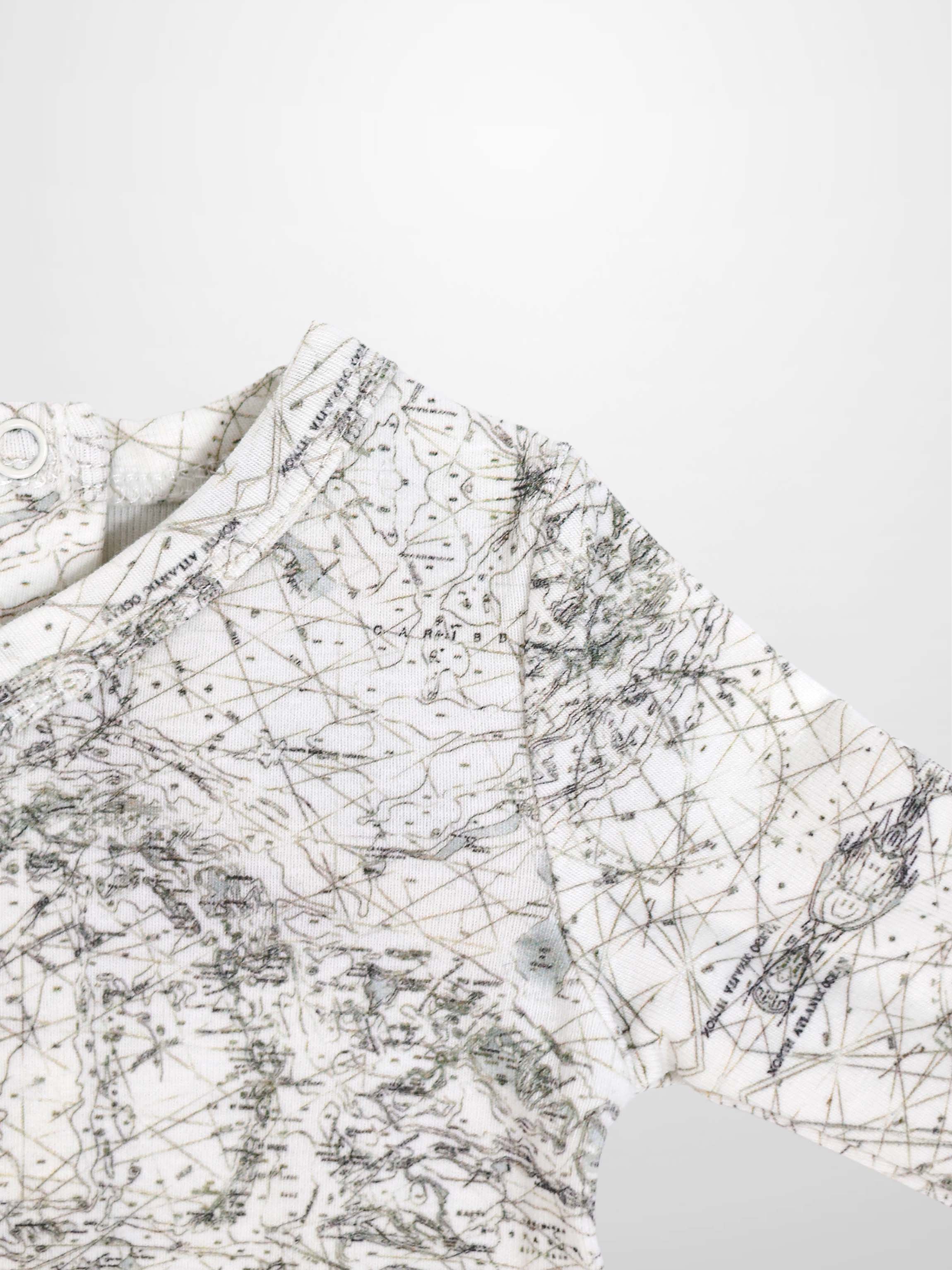 Map Stretchy boys stretchies top in sage green map print